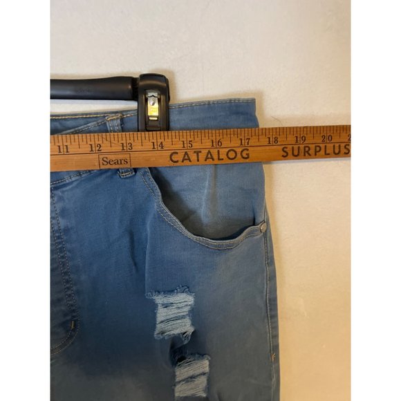 BoohooMAN Mens Jeans Size 40 Skinny Raw Hem Distressed Button Fly Blue Mzz33842 - Picture 3 of 13